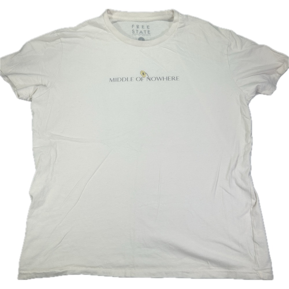 Free State Mens France Mountain Graphic T-Shirt L White Short Sleeve Crew Neck